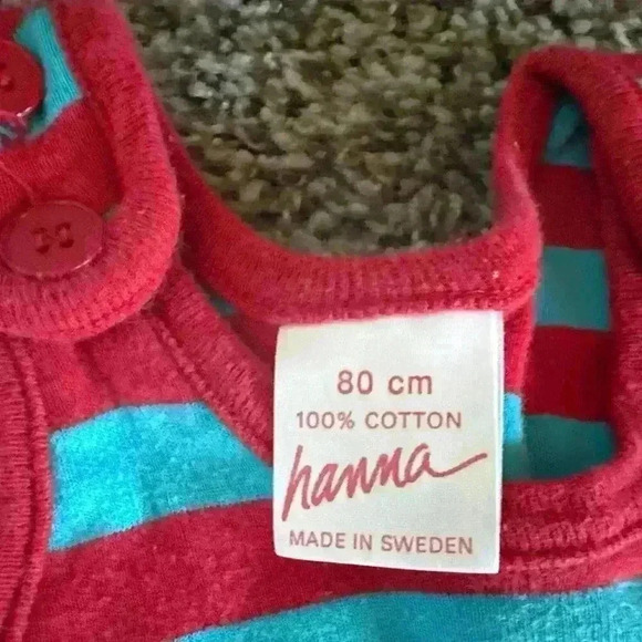 Vintage Hanna Andersson Sweden Red Blue Striped Tank One Piece Size 80 cm 2T - Picture 2 of 3